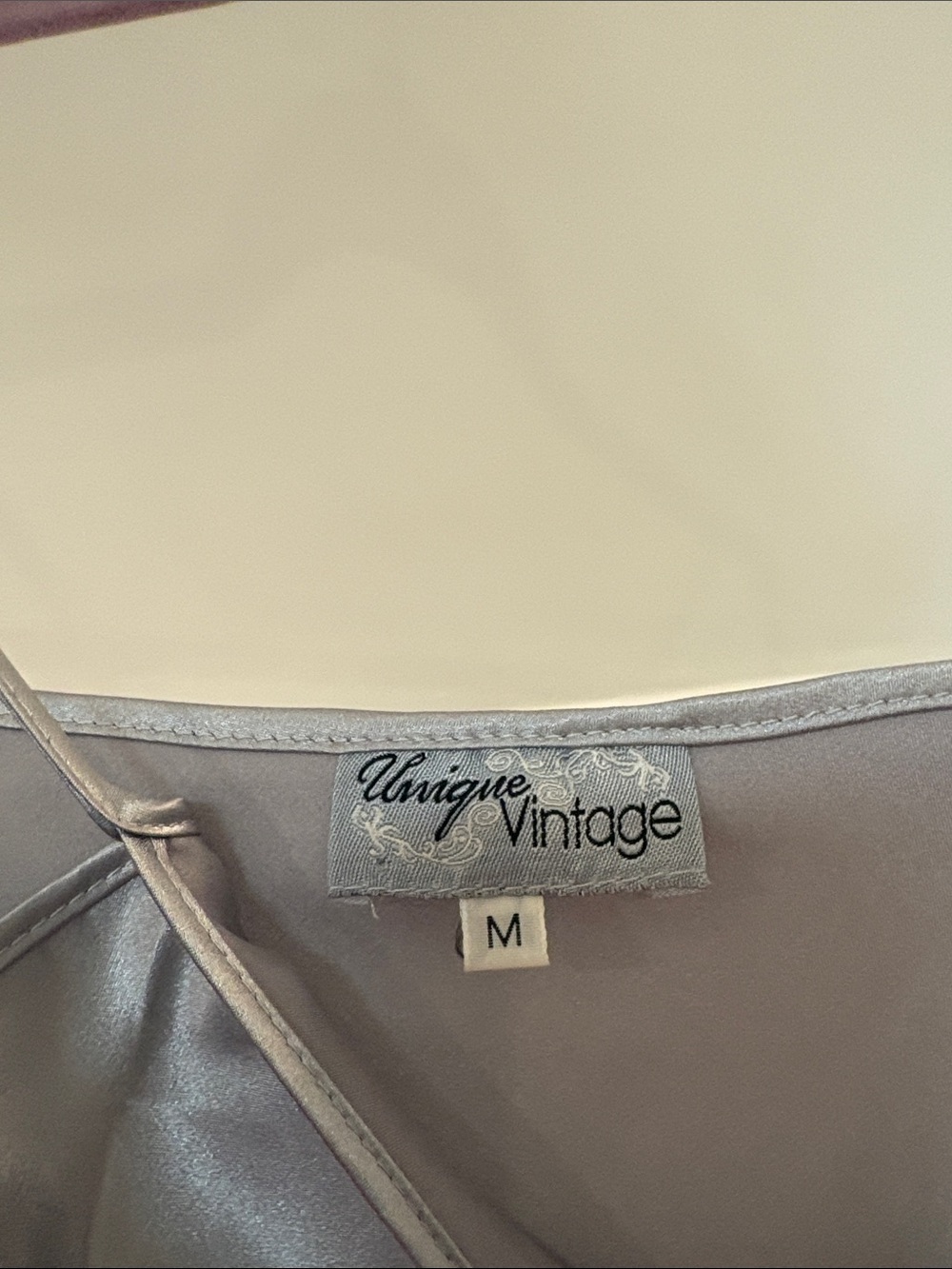 Unique Vintage Silver Slip Dress with Spaghetti Straps - Picture 2 of 2